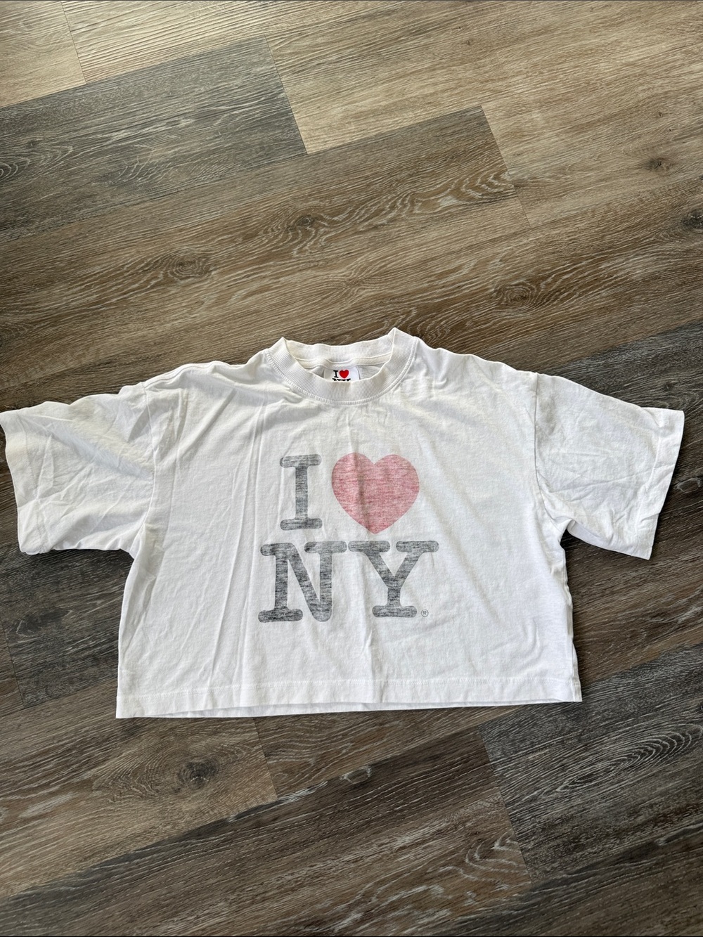 Cotton On White I ♥ NY Crop Top with Pink Heart
